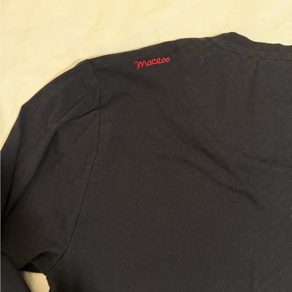 Maceoo Long Sleeve V-Neck Shirt- Jacquard Square Black - Picture 6 of 8